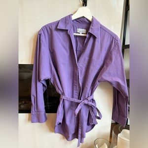 & Other Stories purple button down with tie to synch the waste (if desired)